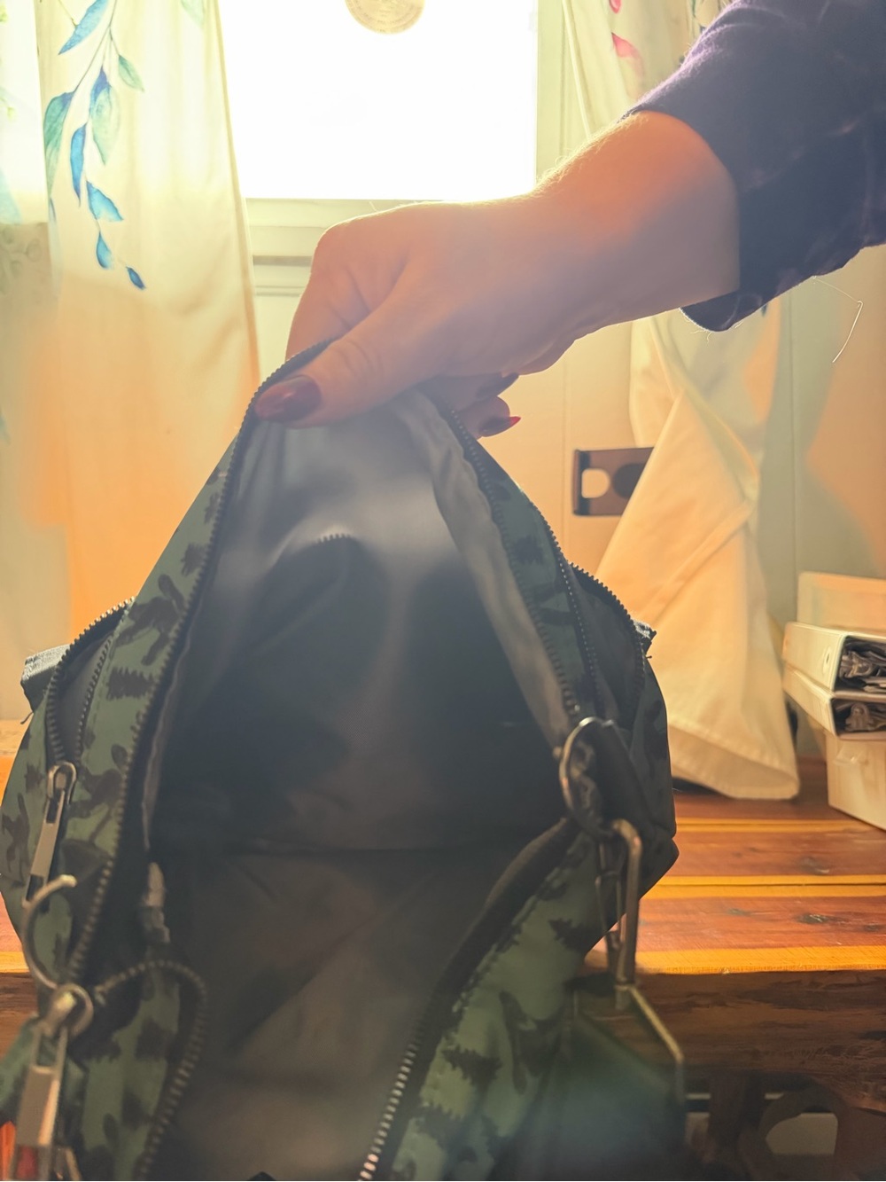 Womens's Crossbody Bag in Forest Green with Bigfoot Print — sipsey wilder - Picture 3 of 3
